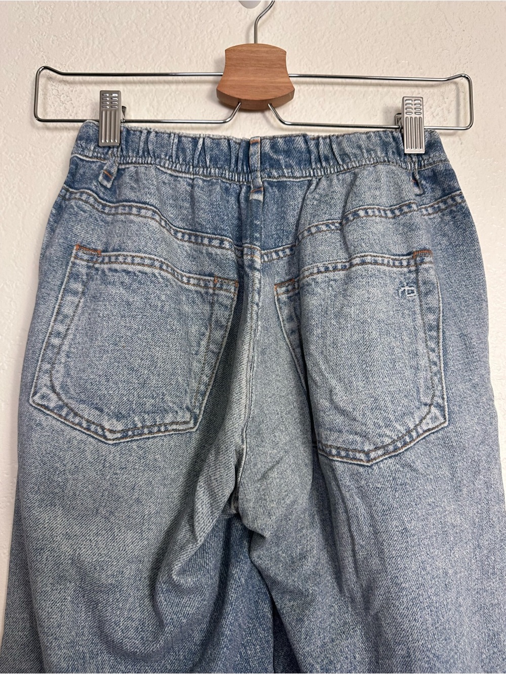 Rag & Bone Miramar Wide Leg Terry Cotton Jeans in Light Blue Size XXS - Picture 8 of 11